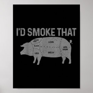Poster Chef Butcher Churrasco Id Fumar Esse Porco Engraça