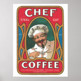 Poster Chef café vintage art nouveau cozinha