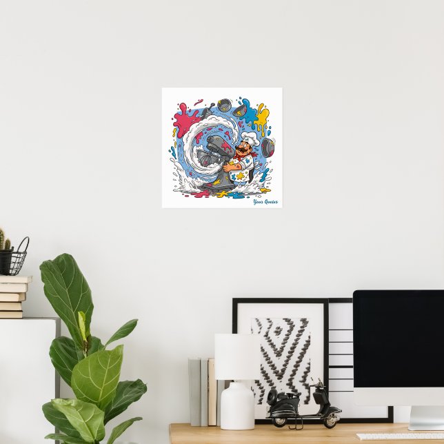 Poster Chef Caótico Com Batedeira Explosiva (Escritório em casa)