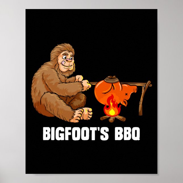 Poster Chef de churrasco bigfoot sasquatch masculino (Frente)