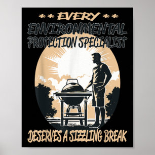 Poster Chef de Churrasco Engraçado Especialista em Proteç