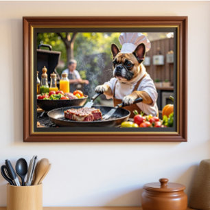 Poster Chef de Grill Buldogue Francês