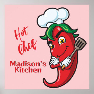 Poster Chef de pimenta quente de texto personalizado