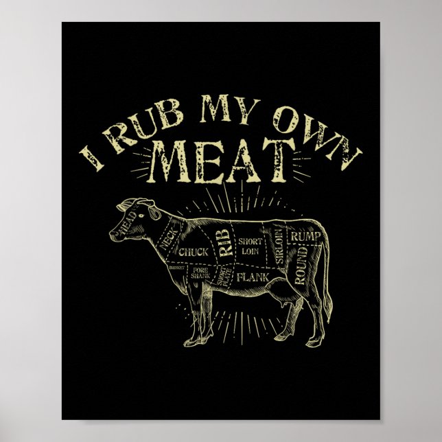 Poster Chef Engraçado de Churrasco Tee... eu esfrego minh (Frente)