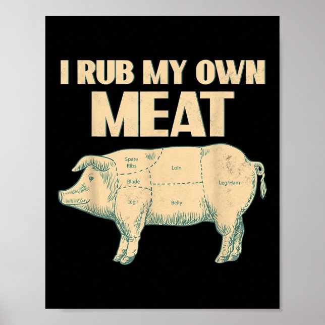 Poster Chef Engraçado Presente no Churrasco - Eu Esfrego  (Frente)