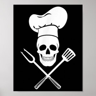 Poster Chef Hat Cook Skull Kitchen Barbecue - Ferramentas
