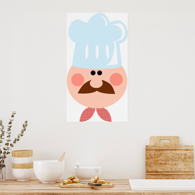 Poster Chef Italiano com Bigode e Chapéu (Criador carregado)