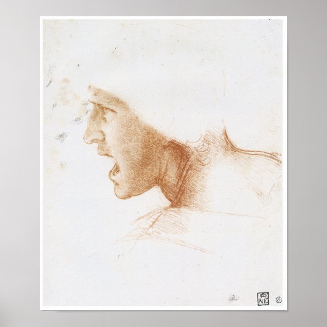 Poster Chefe de Homem Gritando, Leonardo da Vinci (Frente)