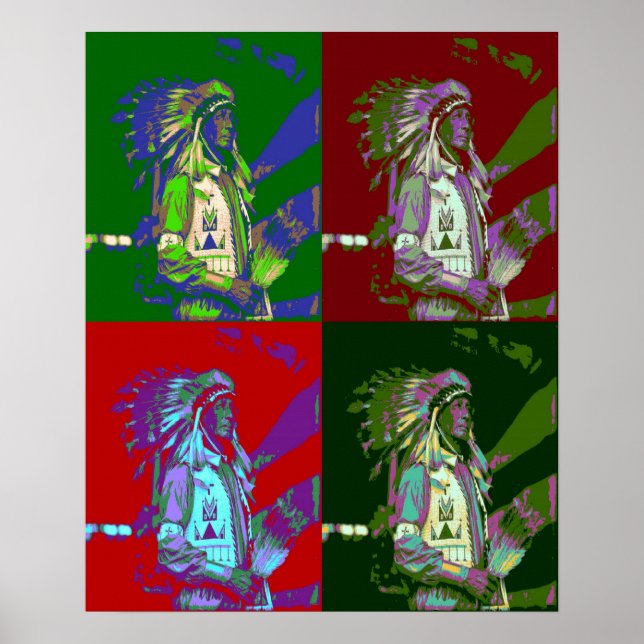 Póster Chefe de Pop de Arte Nativo Americano (Frente)