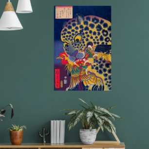 Poster Chefe de Tigre Comendo uma Hirocagem de Utagawa Ro