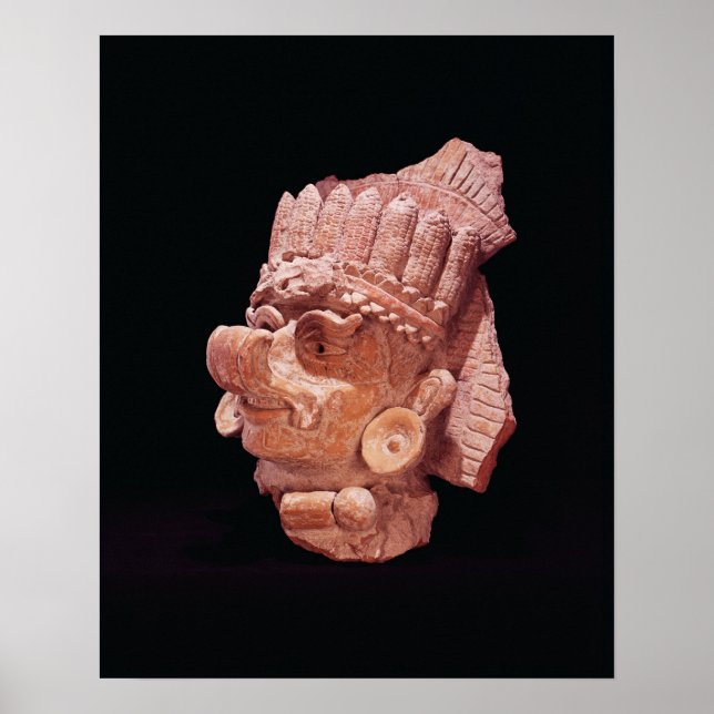 Póster Chefe do deus do milho maia, Oaxaca, c.500 AD (Frente)