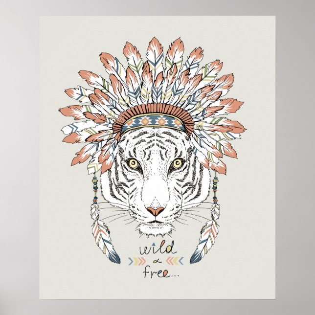 Poster Chefe Indígena Nativo Americano Tiger (Frente)