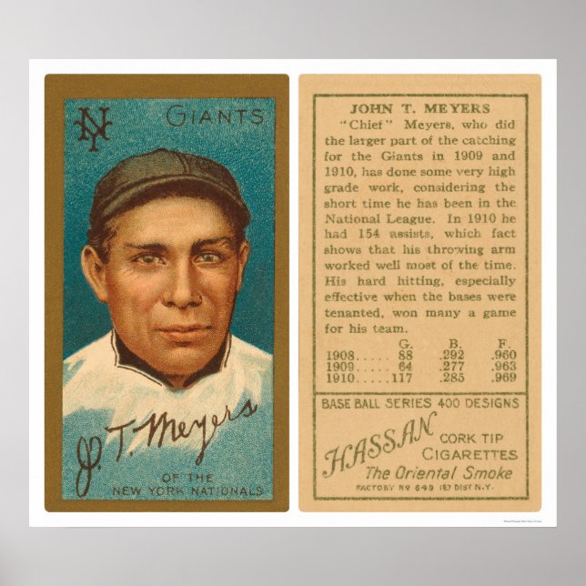 Póster Chefe Meyers Giants Baseball 1911 (Frente)