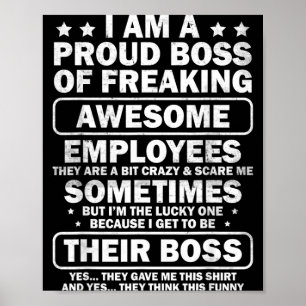 Poster Chefe Orgulhoso Divertido Apreciação Funcionário E