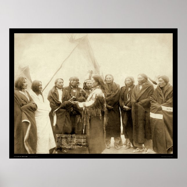 Póster Chefes indianos com General Miles SD 1891 (Frente)