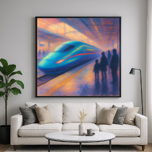 Poster Chegada do Trem de Bala - Estilo de Pintura de Pas
