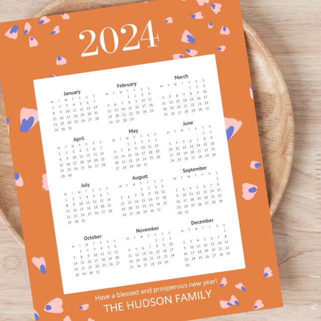 Poster Cheio Ano 12 Meses Petais de Flor Terracotta (Criador carregado)