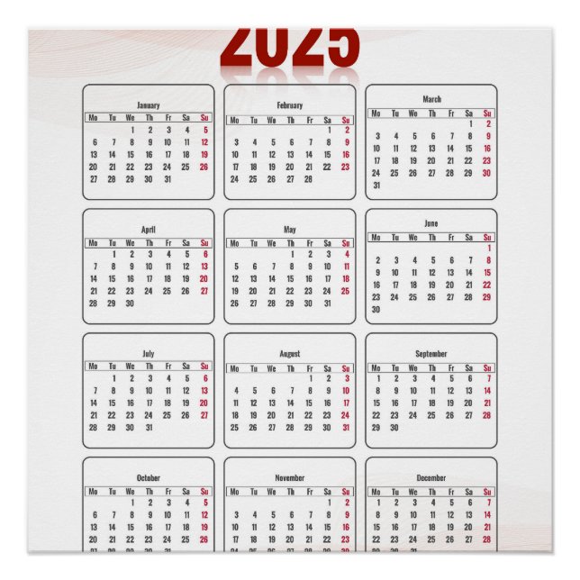 Póster Cheio anual mínimo vertical 2025 (Frente)