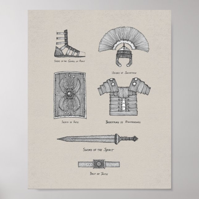 Poster Cheio Armor de Deus - Efesianos 6:13-17 Bíblia Ver (Frente)