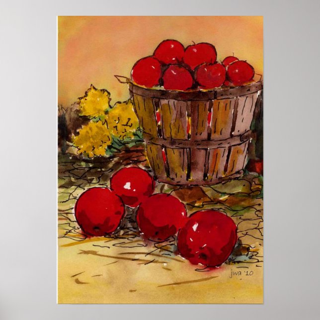 Poster cheio de baldes de maçãs (Frente)