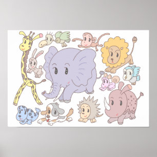Poster Cheio de energia! Doze animais alegres.