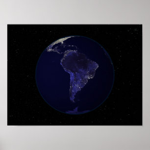 Póster Cheio Terra à noite mostrando as luzes 6 da cidade