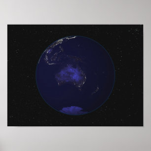 Poster Cheio Terra à noite mostrando luzes da cidade 2