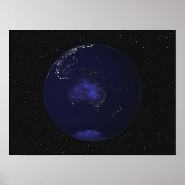 Poster Cheio Terra à noite mostrando luzes da cidade 2 (Frente)