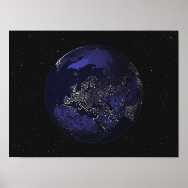 Póster Cheio Terra à noite mostrando luzes da cidade 3 (Frente)