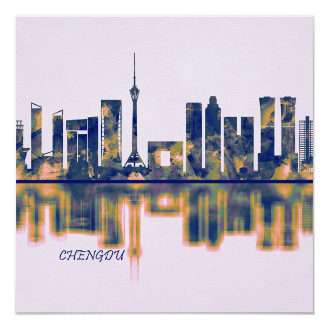 Póster Chengdu Skyline (Frente)