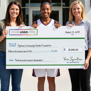 Poster Cheque Promocional Gigante com Logotipo da Empresa