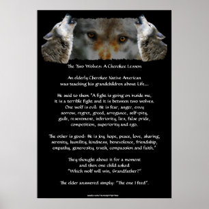Poster CHEROKEE da arte do lobo da HISTÓRIA de