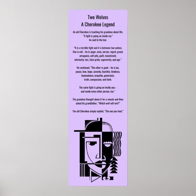 Poster Cherokee Legenda Dois Lobos Aquele que você (Frente)