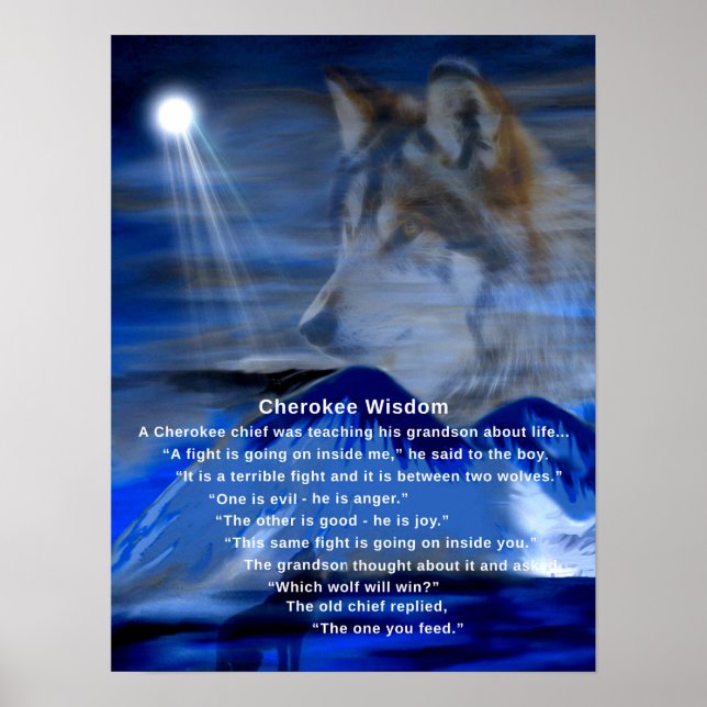 Poster Cherokee Wisdom Dois Lobos (Frente)