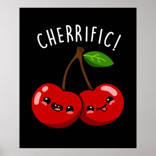 Poster Cherrific Funny Red Cherry Pun Dark BG (Frente)