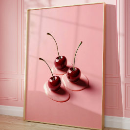 Poster Cherry Art Impressão, moderna parede estética rosa