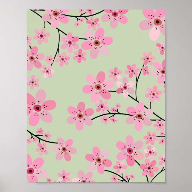 Poster Cherry Blossom 07 Pastel Green (Frente)