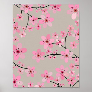 Poster Cherry Blossom 08 Beige Neutro
