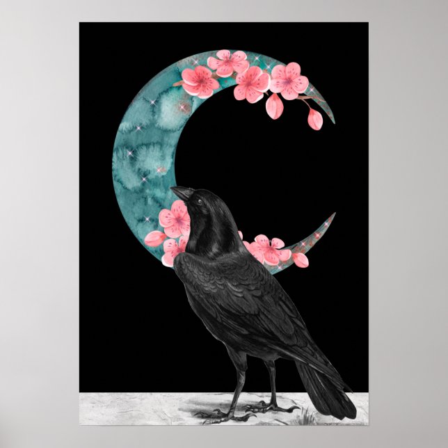 Poster Cherry Blossom Crescent Lua e Crow (Frente)