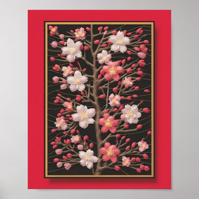 Poster Cherry Blossom Elegance: Uma Sinfonia Floral (Frente)