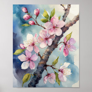 Poster Cherry Blossom Sakura Watercolor
