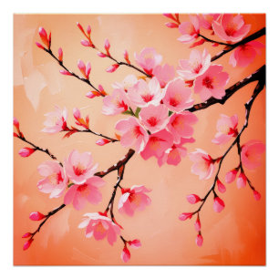 Póster Cherry Blossom Travesseiro - Elegante Sakura Throw