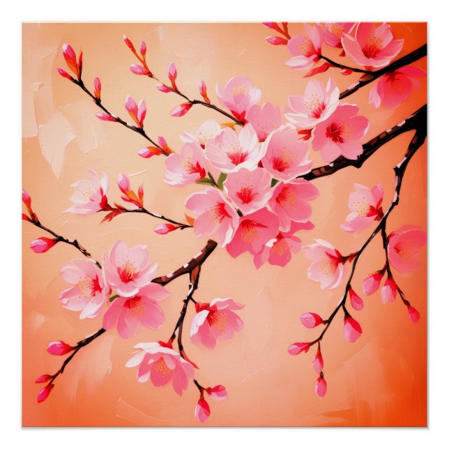 Póster Cherry Blossom Travesseiro - Elegante Sakura Throw (Frente)