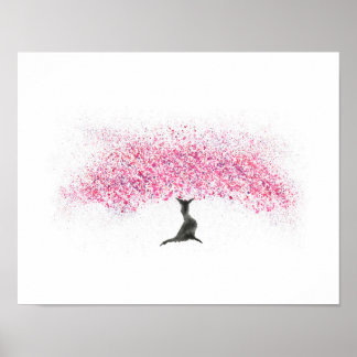 Poster Cherry Blossom Tree Watercolor