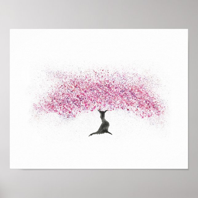 Poster Cherry Blossom Tree Watercolor (Frente)