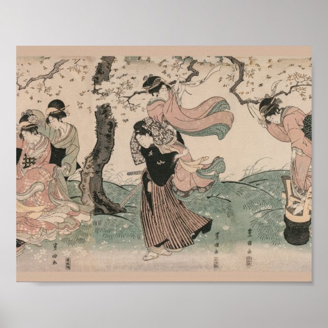 Poster Cherry Blossom Vivenciando em Ukiyo-e Primavera ja (Frente)