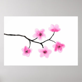 Poster Cherry Blossom Watercolor