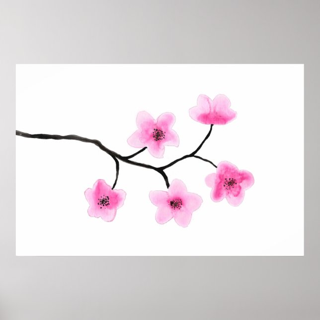 Poster Cherry Blossom Watercolor (Frente)
