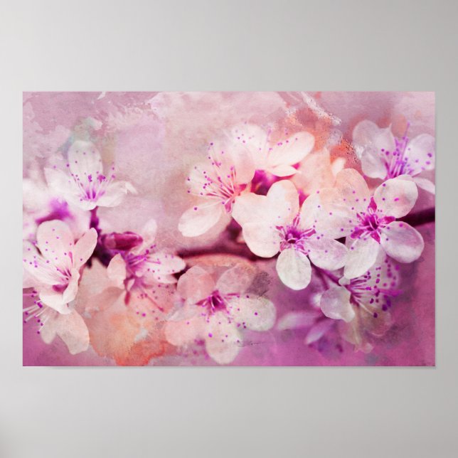 Poster Cherry Blossom Watercolor Art (Frente)