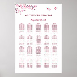 Poster Cherry Blossom Wedding Seating Chart